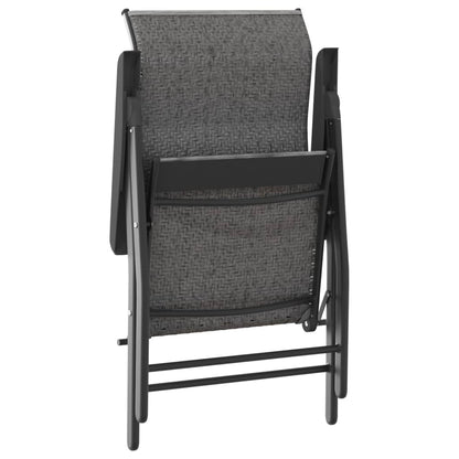 Folding Garden Chairs 2 pcs Grey Poly Rattan