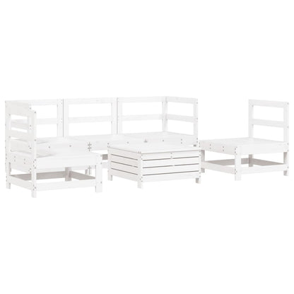 6 Piece Garden Sofa Set White Solid Wood Pine