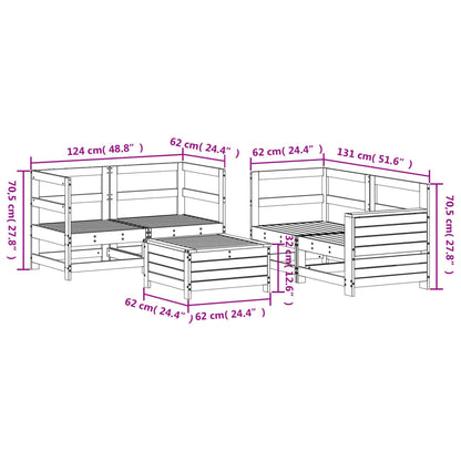 5 Piece Garden Sofa Set White Solid Wood Pine