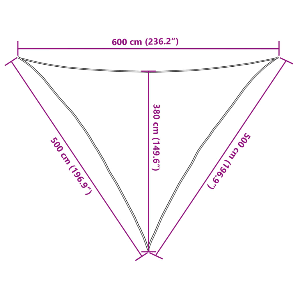 Sunshade Sail 160 g/m² Triangular Light Grey 5x5x6 m HDPE
