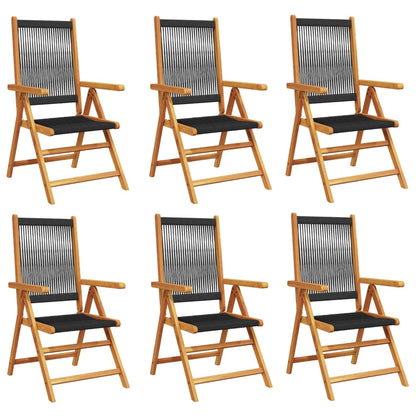 Reclining Garden Chairs 6 pcs Black Solid Wood Acacia