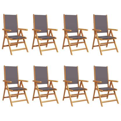 Reclining Garden Chairs 8 pcs Anthracite Fabric and Solid Wood