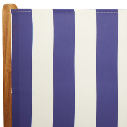 Reclining Garden Chairs 8 pcs Blue and White Fabric and Solid Wood