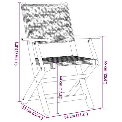 Folding Garden Chairs 6 pcs Beige Poly Rattan and Solid Wood