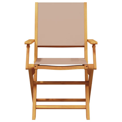 Folding Garden Chairs 8 pcs Taupe Fabric and Solid Wood