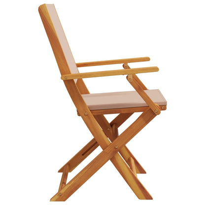 Folding Garden Chairs 8 pcs Taupe Fabric and Solid Wood
