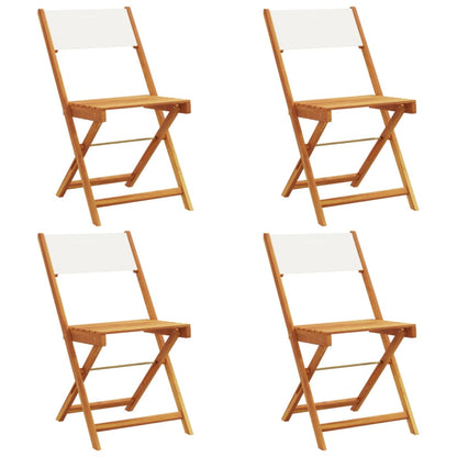 Folding Garden Chairs 4 pcs Cream White Fabric and Solid Wood