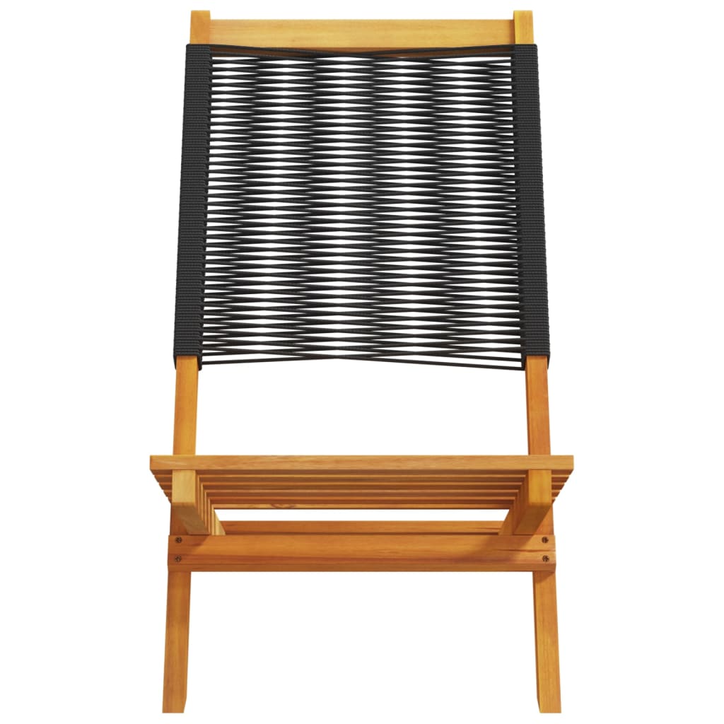 Folding Garden Chairs 4 pcs Black Solid Wood Acacia