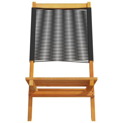 Folding Garden Chairs 4 pcs Black Solid Wood Acacia