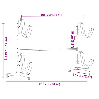 Kayak Storage Rack for 2 Kayak 250x57x127.5 cm Steel