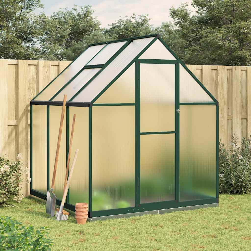 Greenhouse with Base Frame Green 169x169x202 cm Aluminium