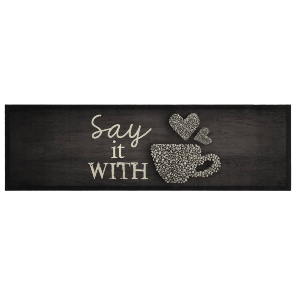 Kitchen Rug Washable Cup Black 45x150 cm Velvet