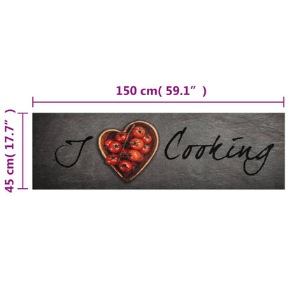 Kitchen Rug Washable Cooking Text 45x150 cm Velvet