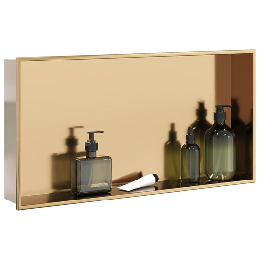 Shower Niche Brushed Gold 62x32x9 cm Stainless Steel