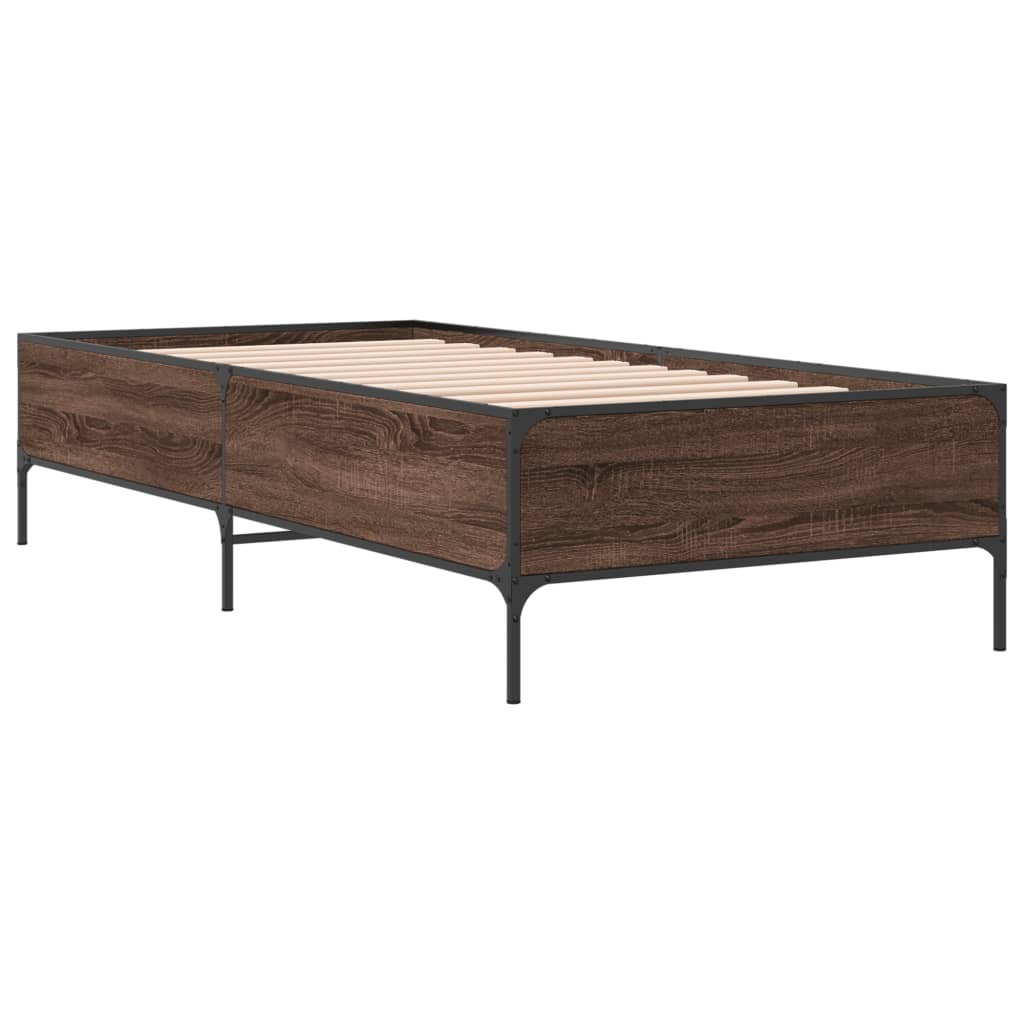 Bed Frame without Mattress Brown Oak 100x200 cm