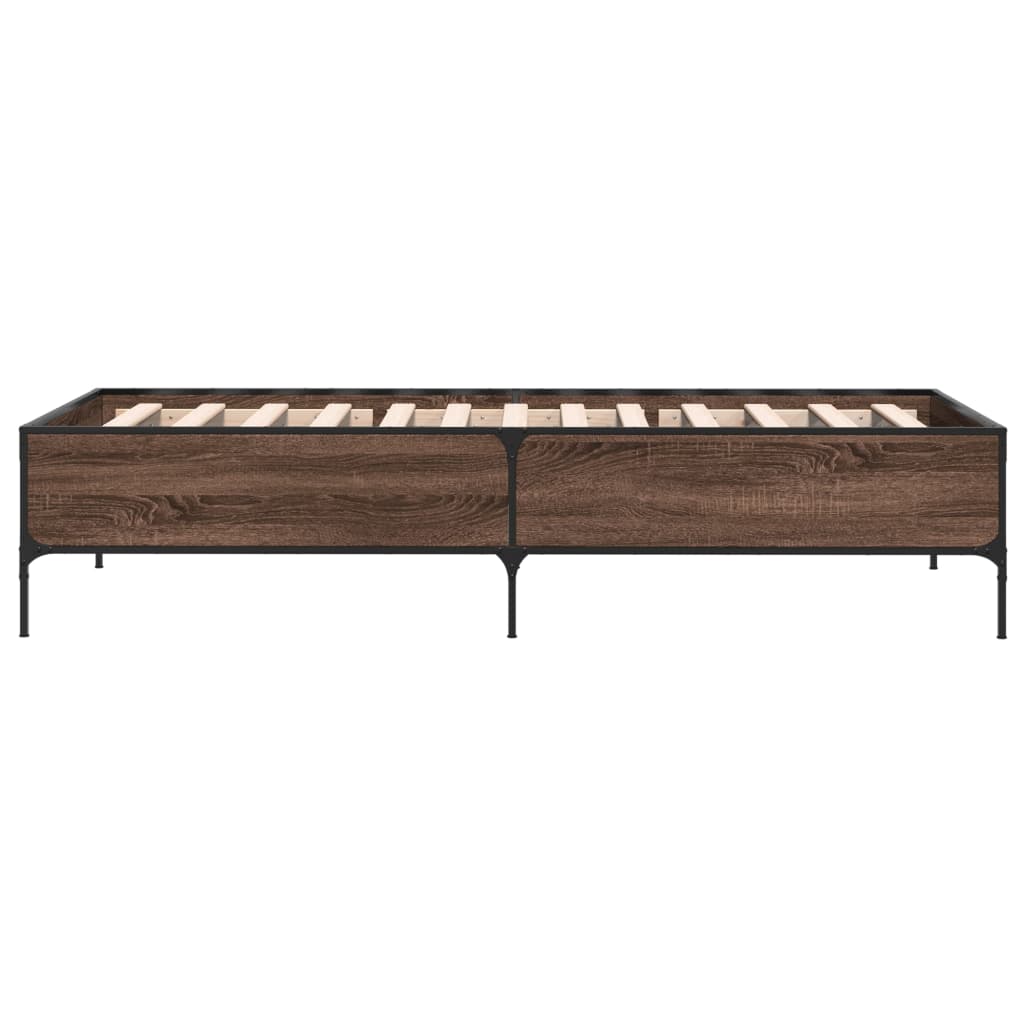 Bed Frame without Mattress Brown Oak 100x200 cm