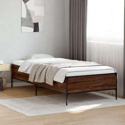 Bed Frame without Mattress Brown Oak 100x200 cm