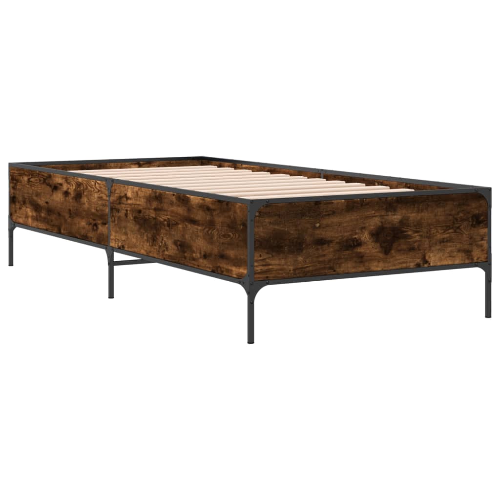 Bed Frame without Mattress Smoked Oak 90x190 cm Single