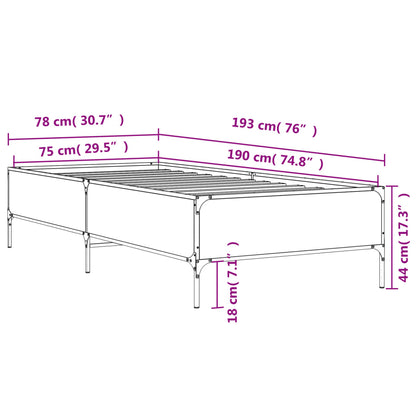 Bed Frame without Mattress Smoked Oak 75x190 cm Small Single