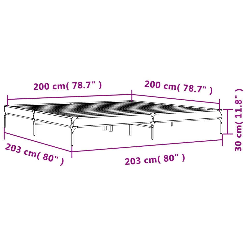 Bed Frame without Mattress Smoked Oak 200x200 cm