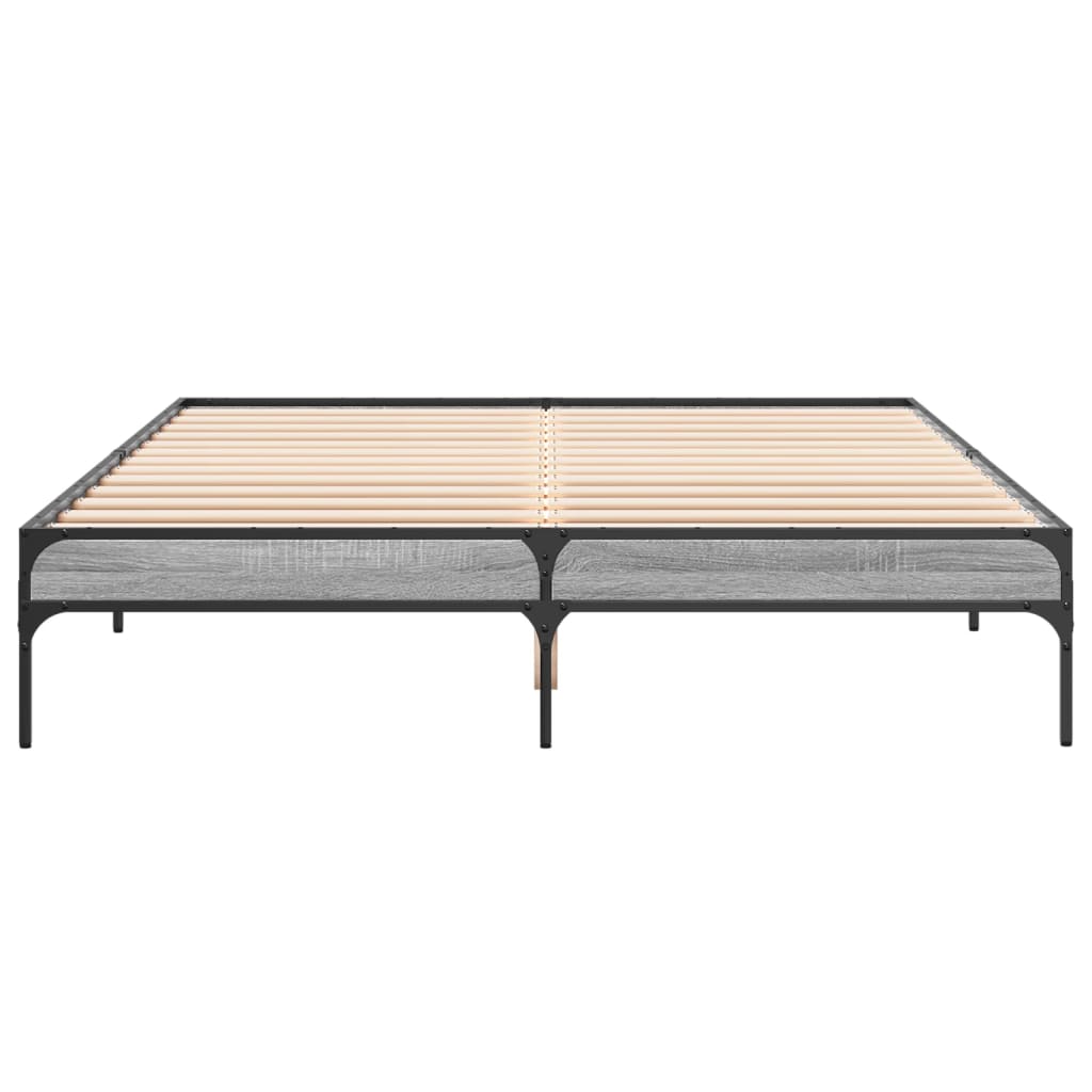 Bed Frame without Mattress Grey Sonoma 160x200 cm