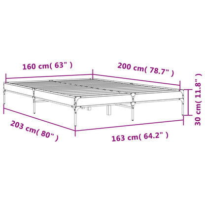 Bed Frame without Mattress Grey Sonoma 160x200 cm