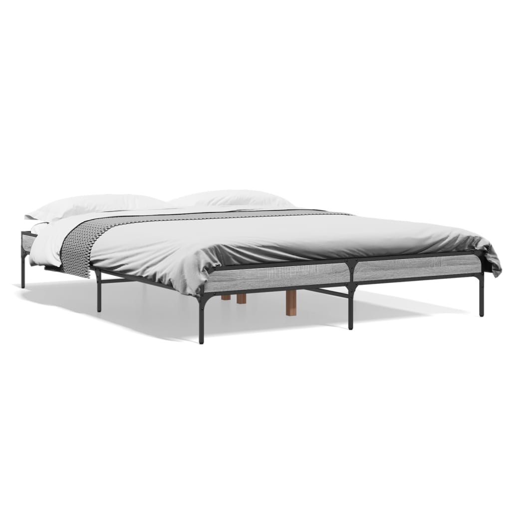 Bed Frame without Mattress Grey Sonoma 150x200 cm King Size