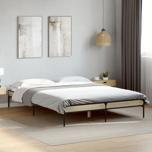 Bed Frame without Mattress Sonoma Oak 140x200 cm