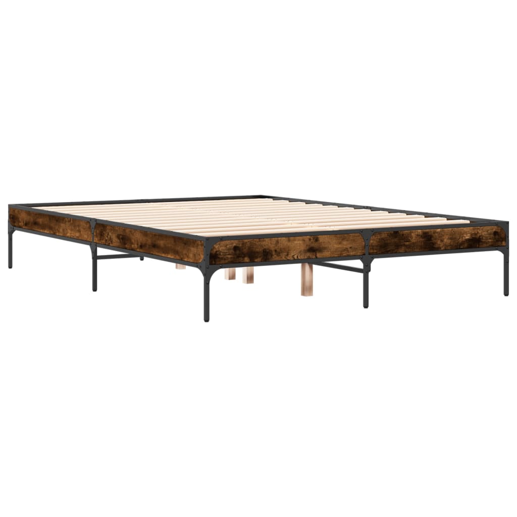 Bed Frame without Mattress Smoked Oak 120x200 cm