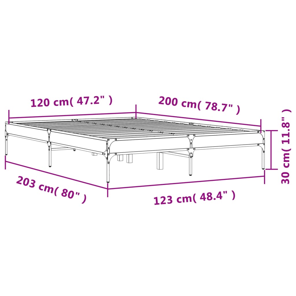 Bed Frame without Mattress Smoked Oak 120x200 cm