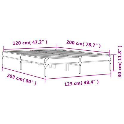 Bed Frame without Mattress Smoked Oak 120x200 cm