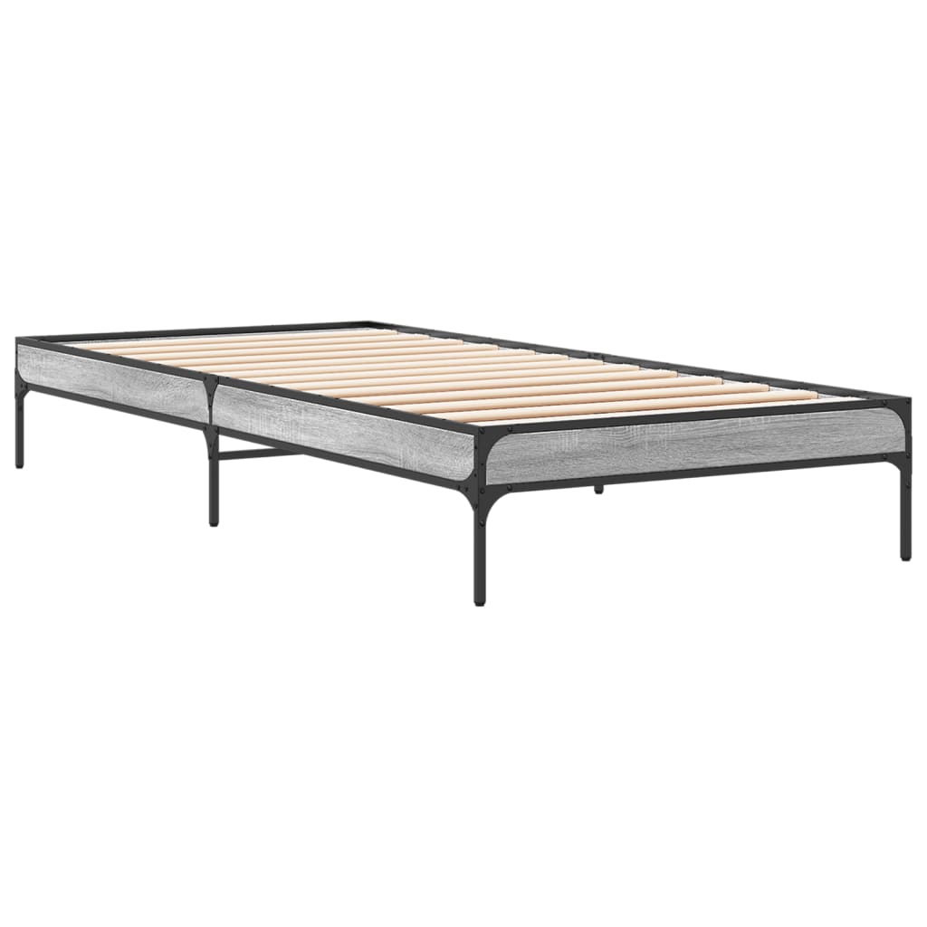 Bed Frame without Mattress Grey Sonoma 100x200 cm