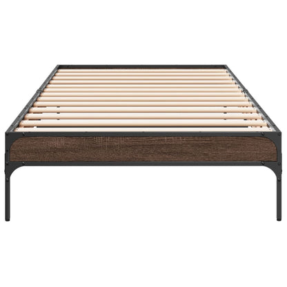 Bed Frame without Mattress Brown Oak 100x200 cm