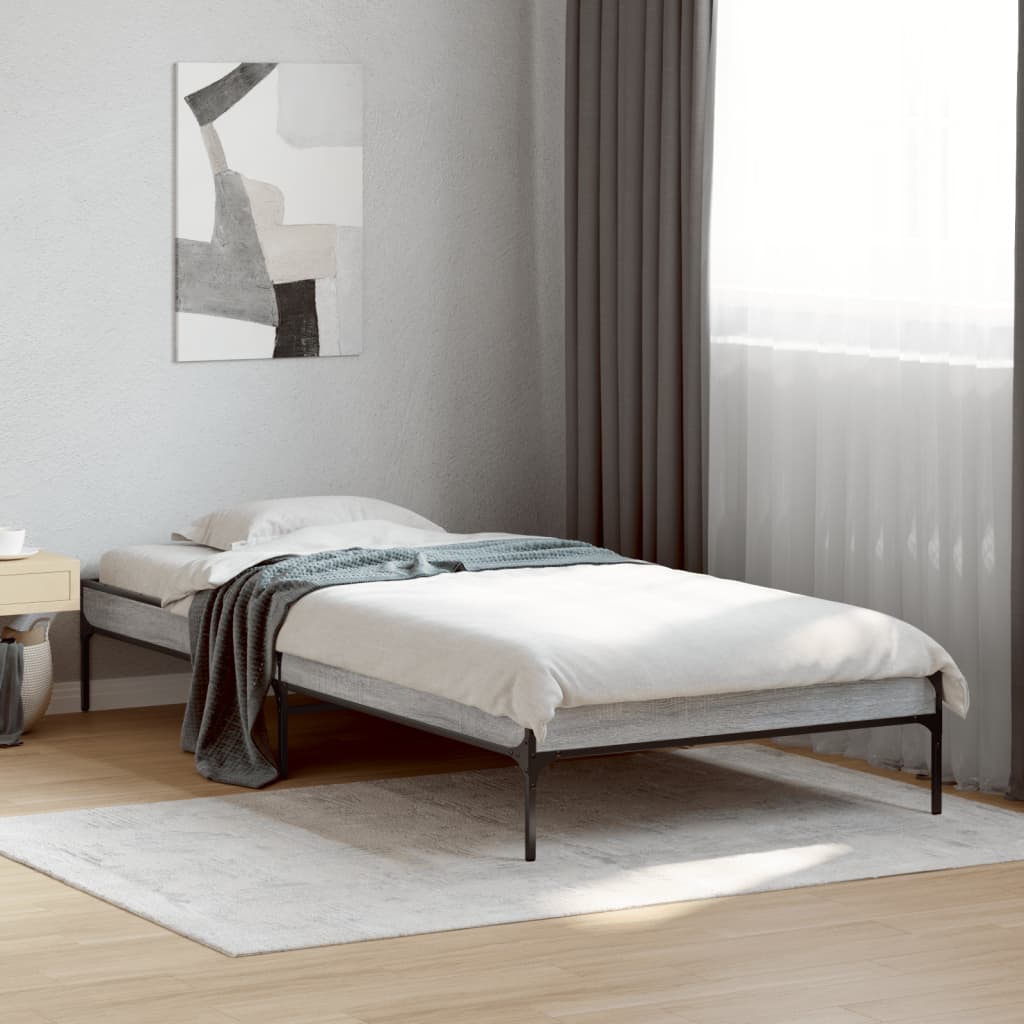 Bed Frame without Mattress Grey Sonoma 90x200 cm