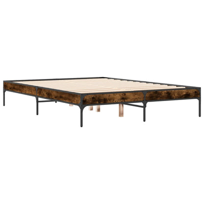 Bed Frame without Mattress Smoked Oak 140x190 cm