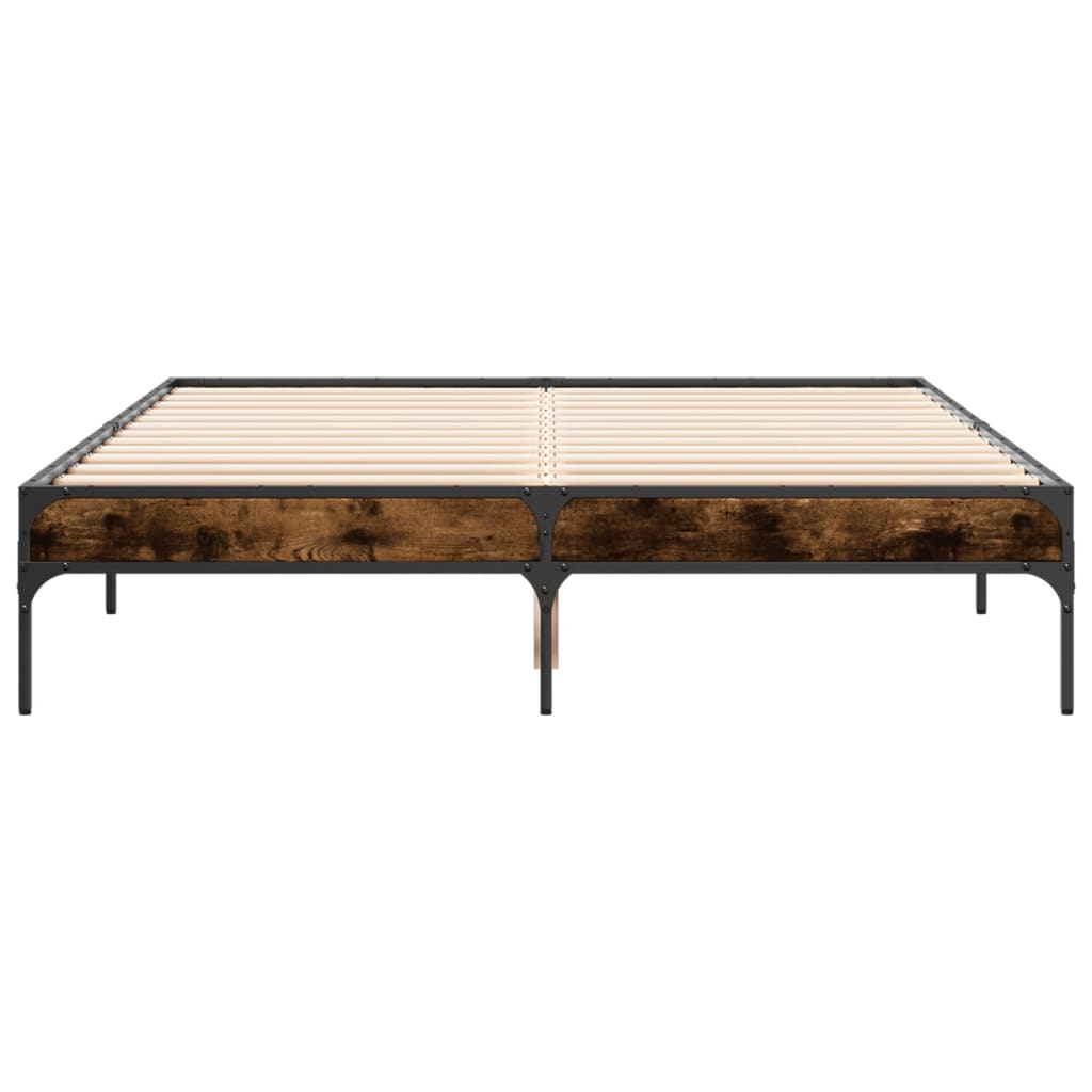 Bed Frame without Mattress Smoked Oak 140x190 cm