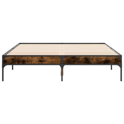 Bed Frame without Mattress Smoked Oak 140x190 cm