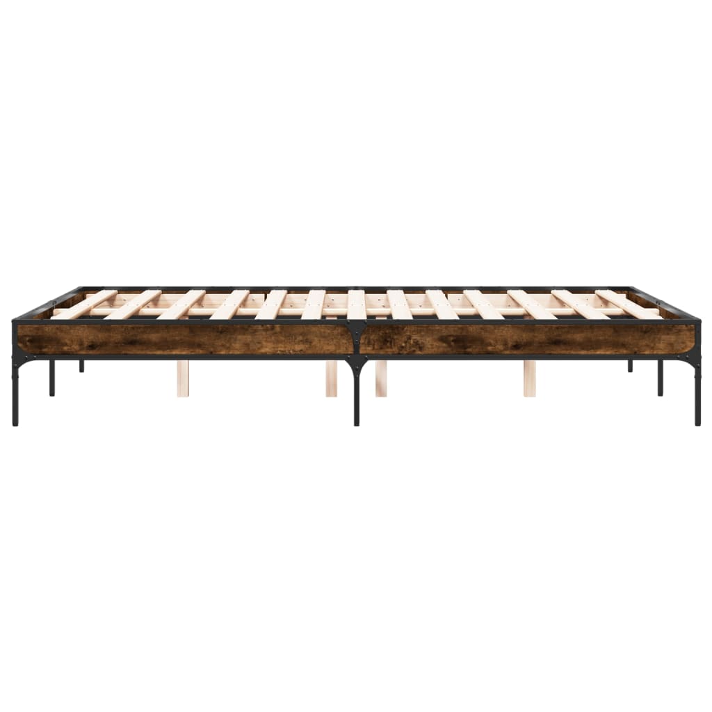 Bed Frame without Mattress Smoked Oak 140x190 cm