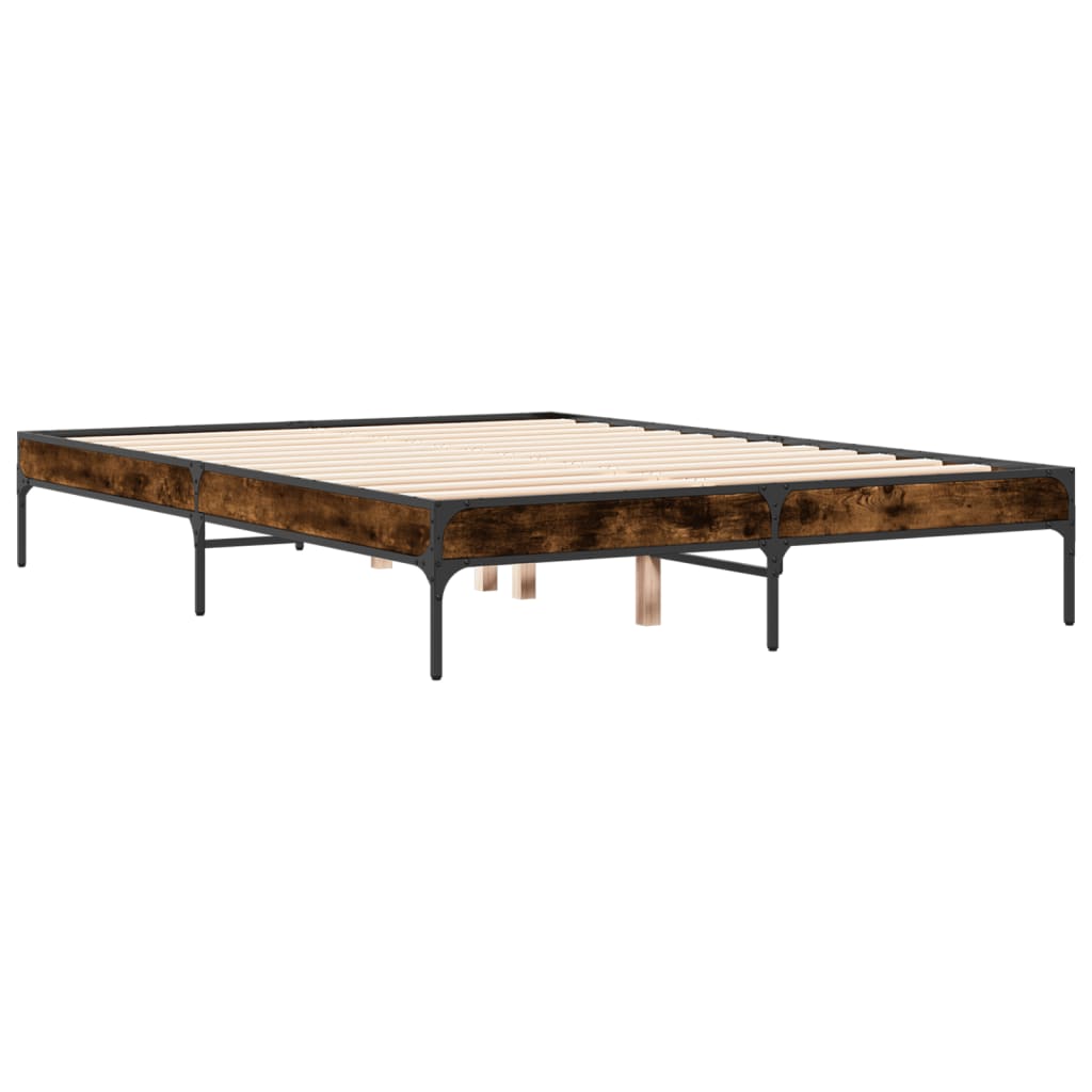 Bed Frame without Mattress Smoked Oak 140x190 cm