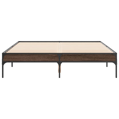 Bed Frame without Mattress Brown Oak 140x190 cm