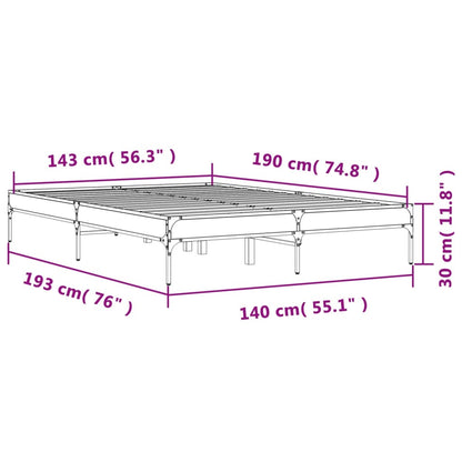 Bed Frame without Mattress Brown Oak 140x190 cm