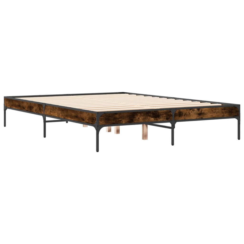 Bed Frame without Mattress Smoked Oak 120x190 cm Small Double