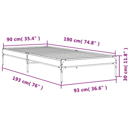 Bed Frame without Mattress Grey Sonoma 90x190 cm Single