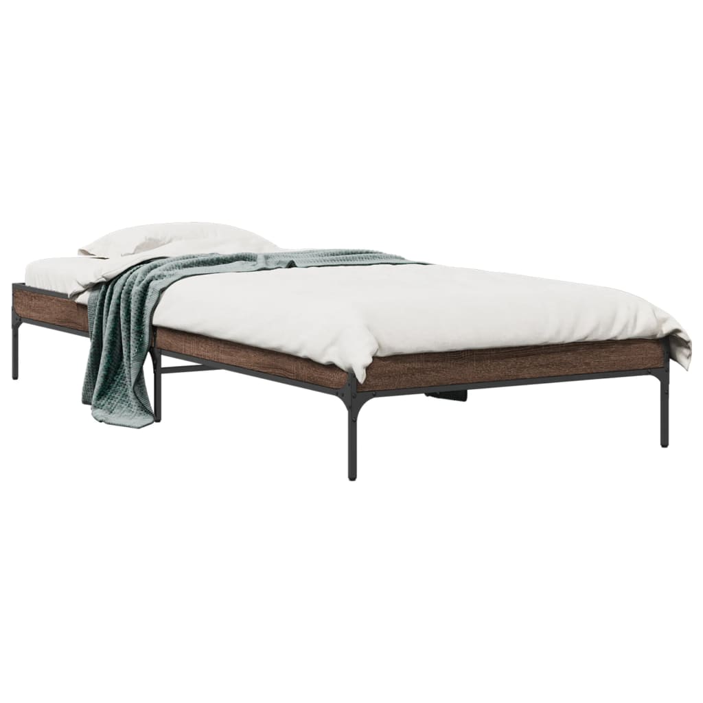 Bed Frame without Mattress Brown Oak 90x190 cm Single
