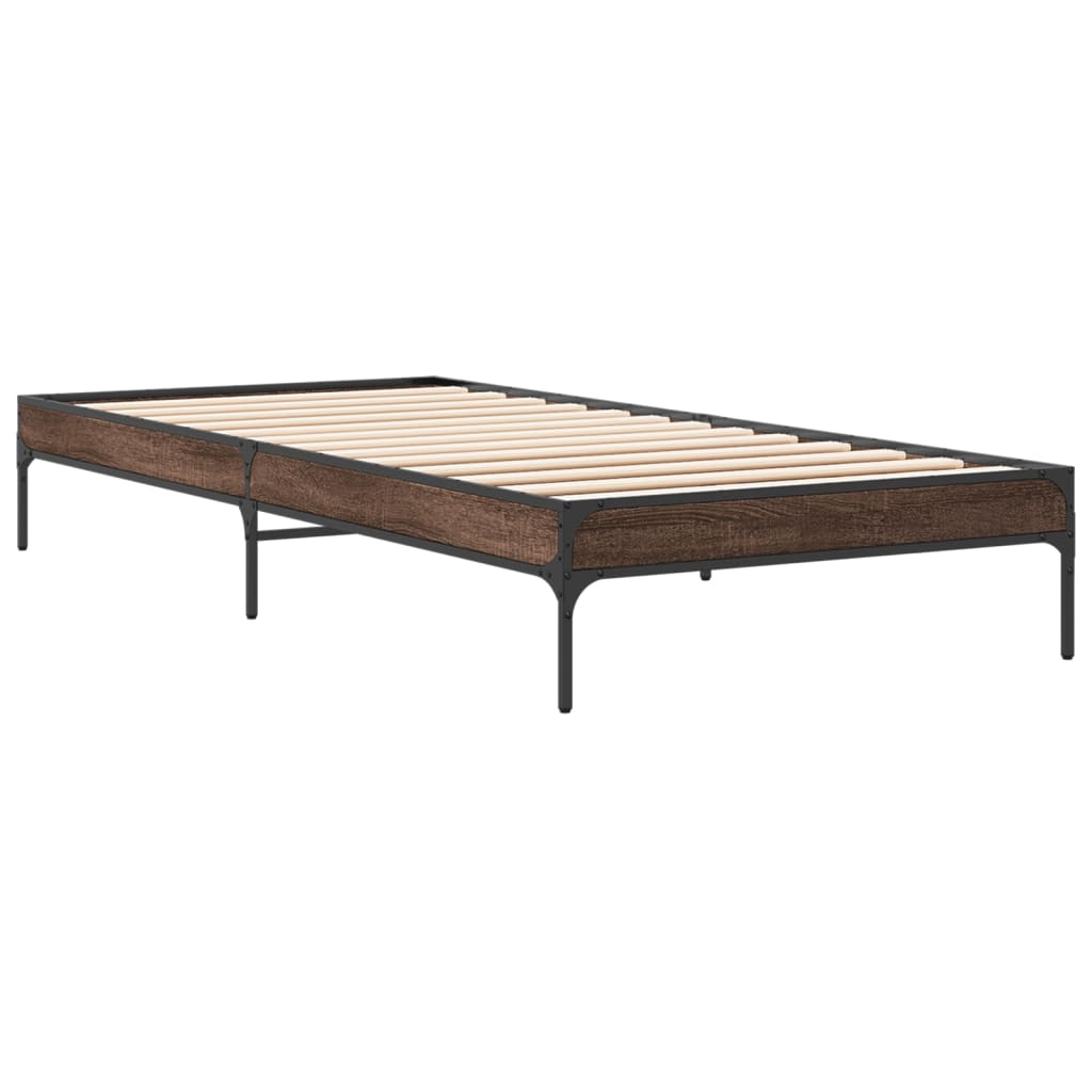 Bed Frame without Mattress Brown Oak 90x190 cm Single