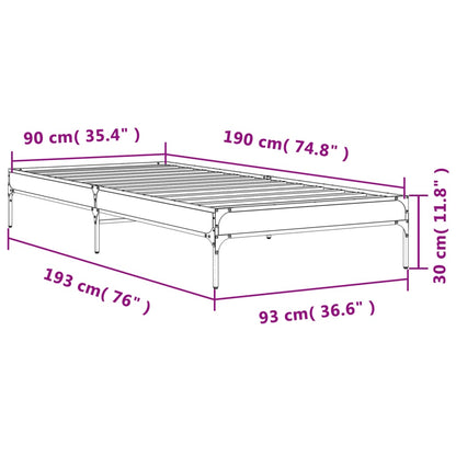 Bed Frame without Mattress Brown Oak 90x190 cm Single