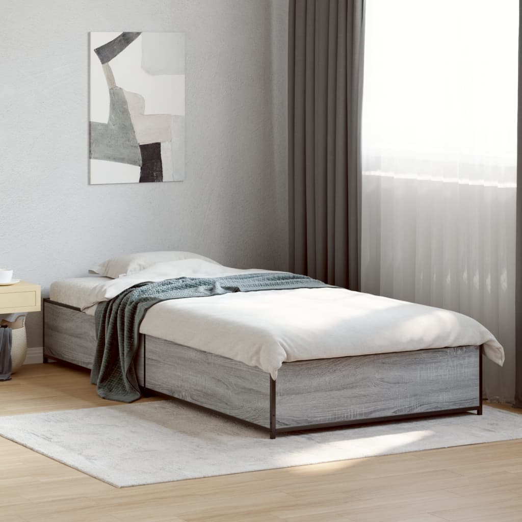 Bed Frame without Mattress Grey Sonoma 100x200 cm