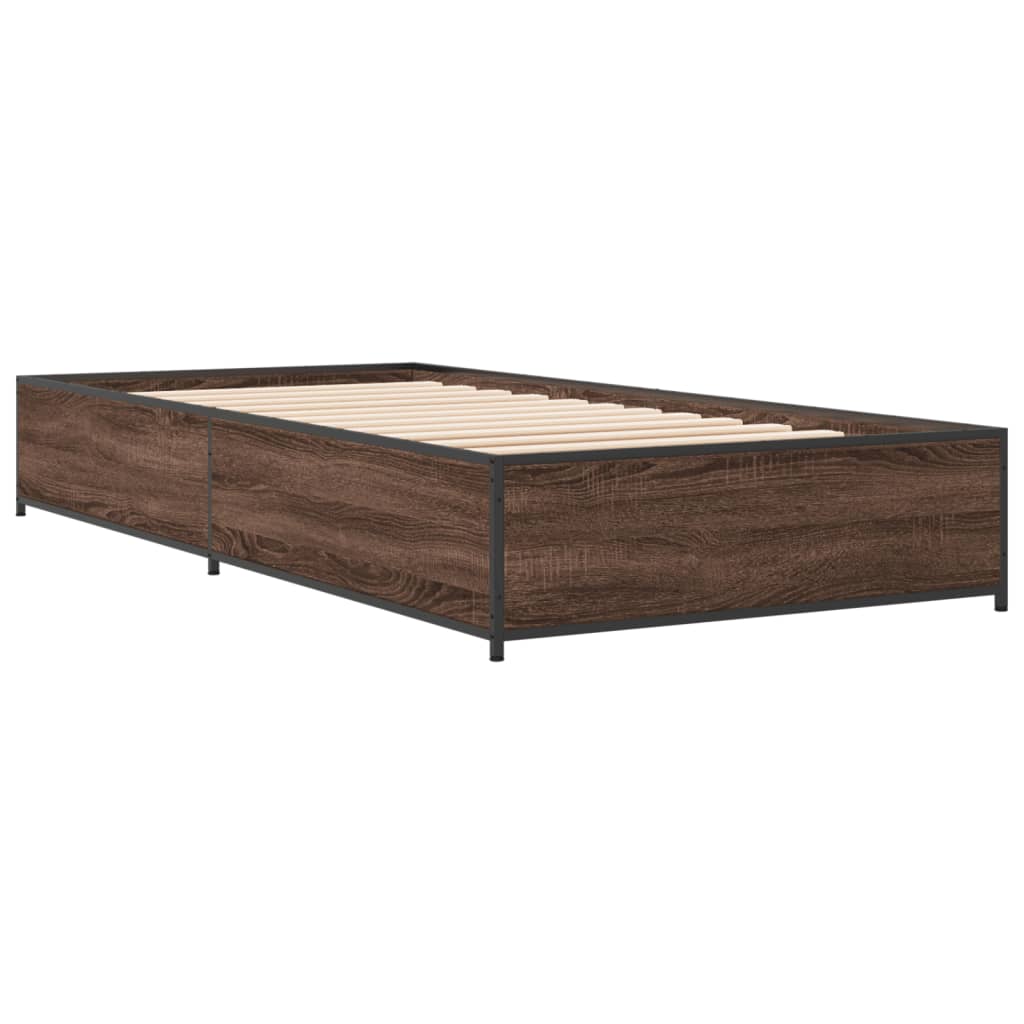 Bed Frame without Mattress Brown Oak 90x200 cm
