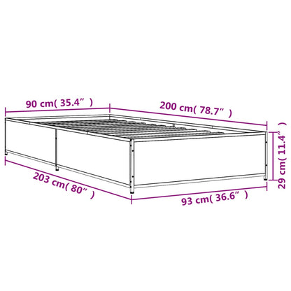 Bed Frame without Mattress Brown Oak 90x200 cm