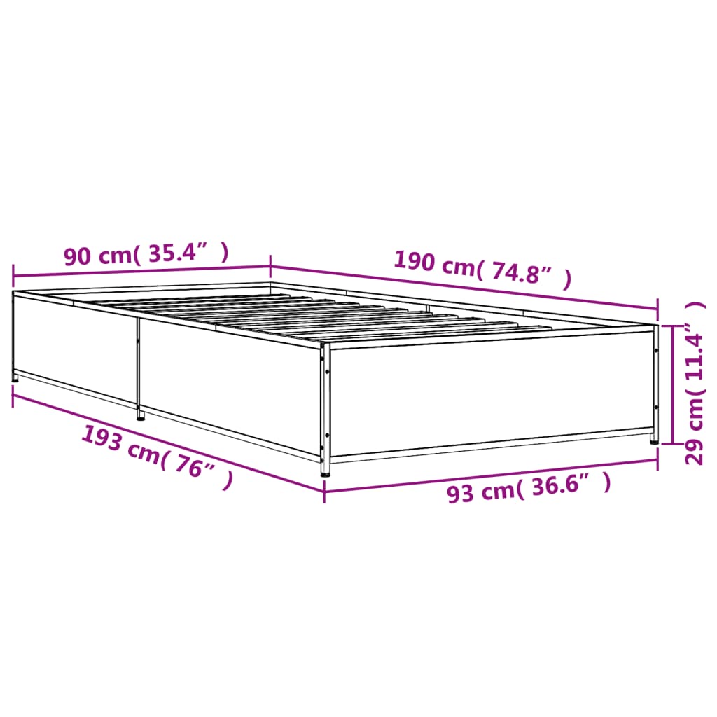 Bed Frame without Mattress Black 90x190 cm Single